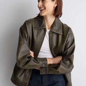 Quince 100% Leather Oversized Bomber Jacket